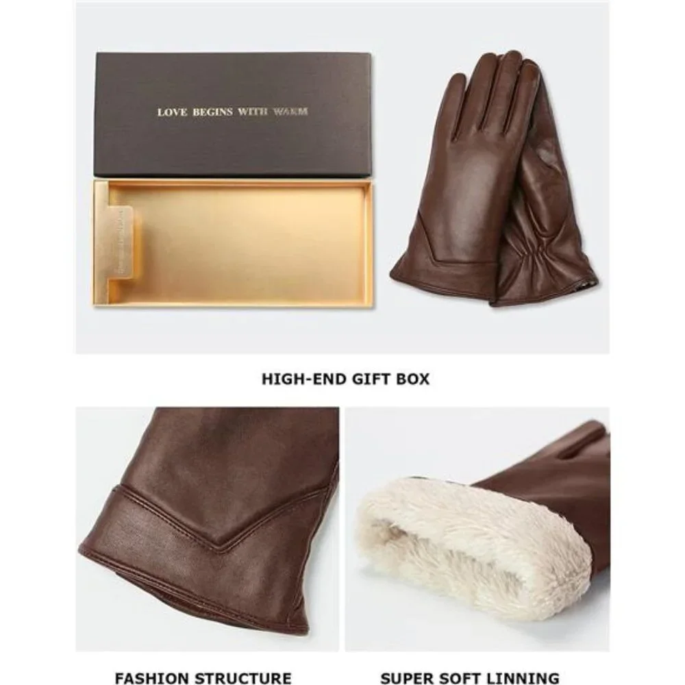 Women's Leather Gloves Touch Screen Winter Glove